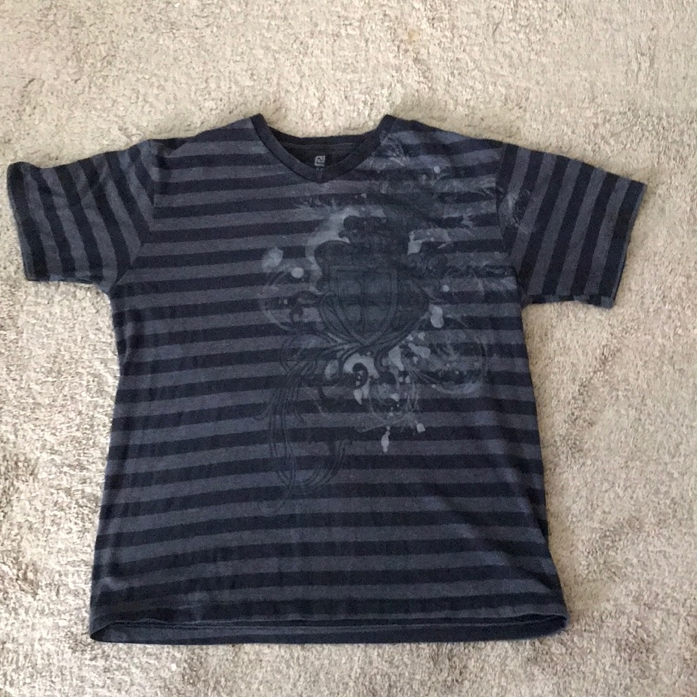 Black and gray large striped shirt